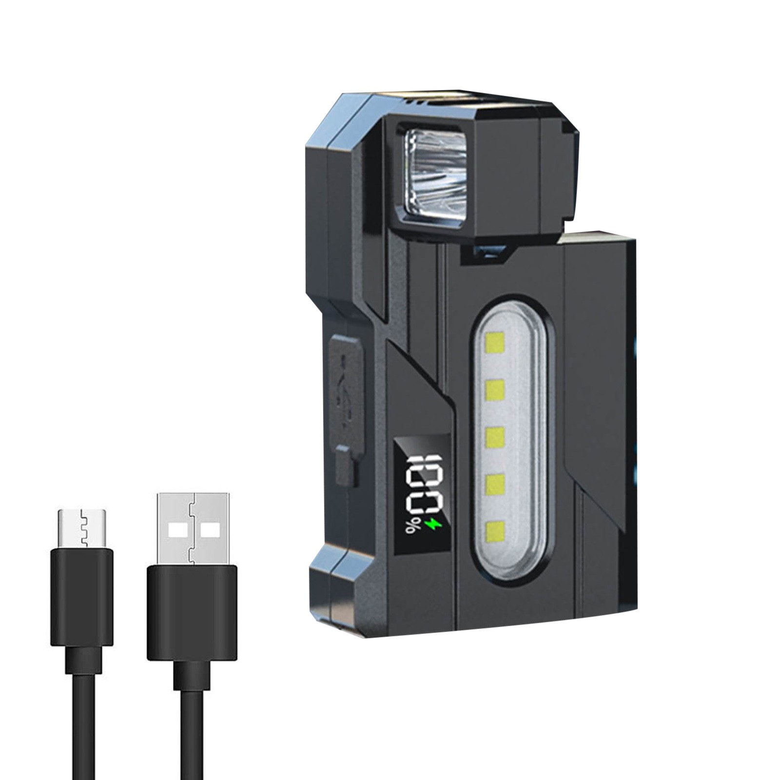 Magnetic Work Light USB Rechargeable LED Flashlight with Red Blue White Lights