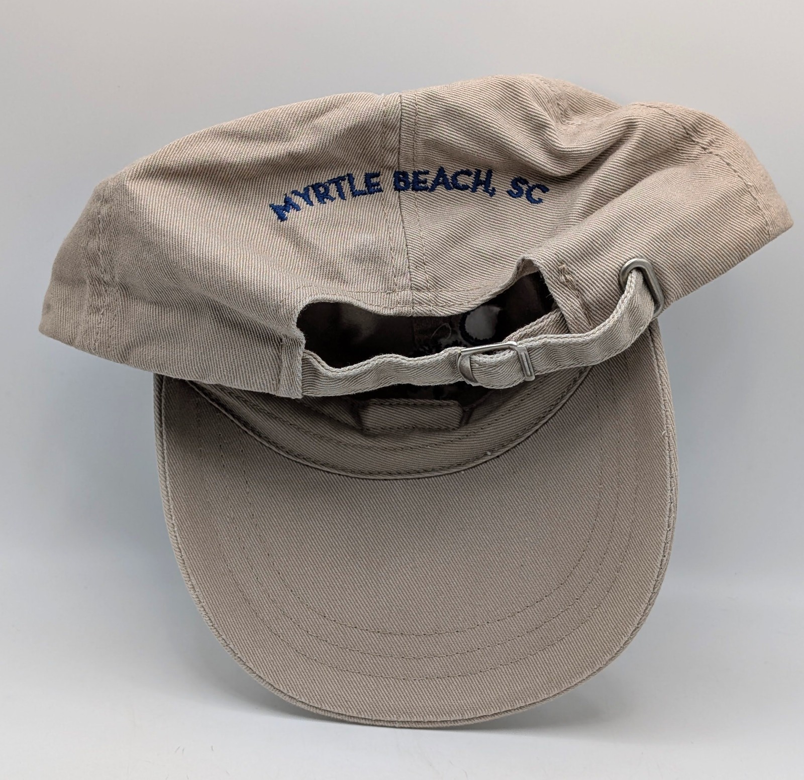 Myrtle Beach SC Golf Hat South Carolina State Logo Adjustable Strap Back Beige
