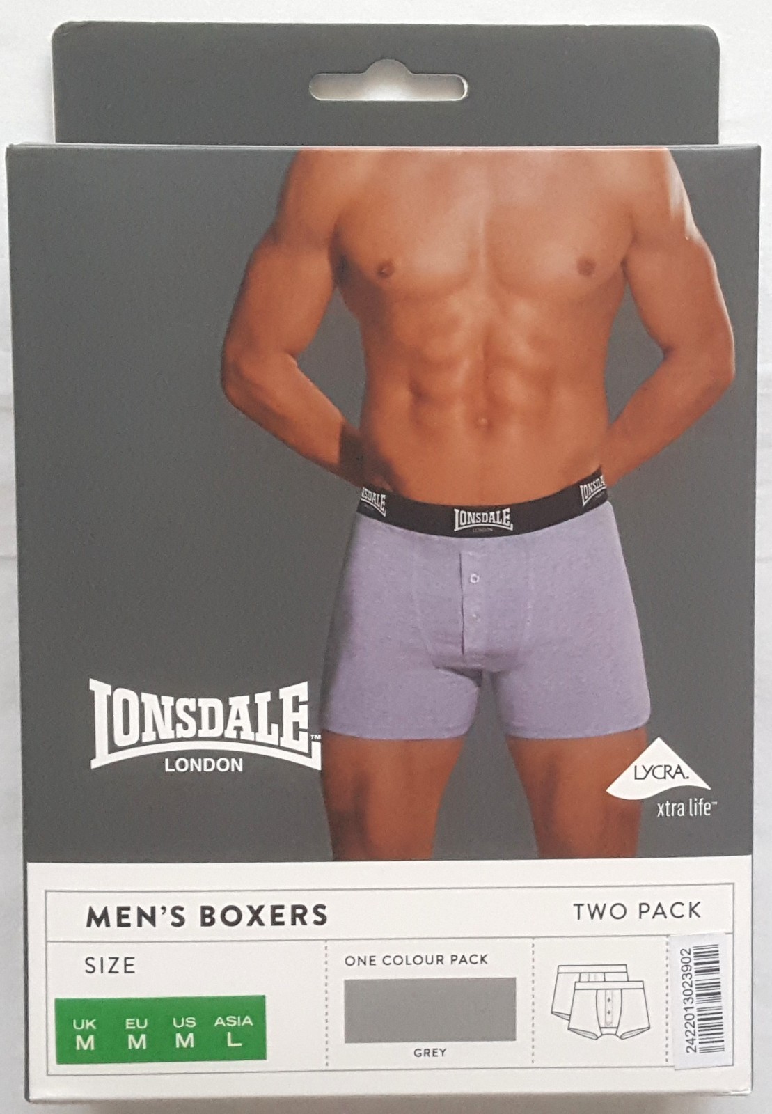 LONSDALE LOGO GREY COTTON BOXER SHORTS-BUTTON FLY UNDERWEAR-BNWT-VARIOUS SIZES