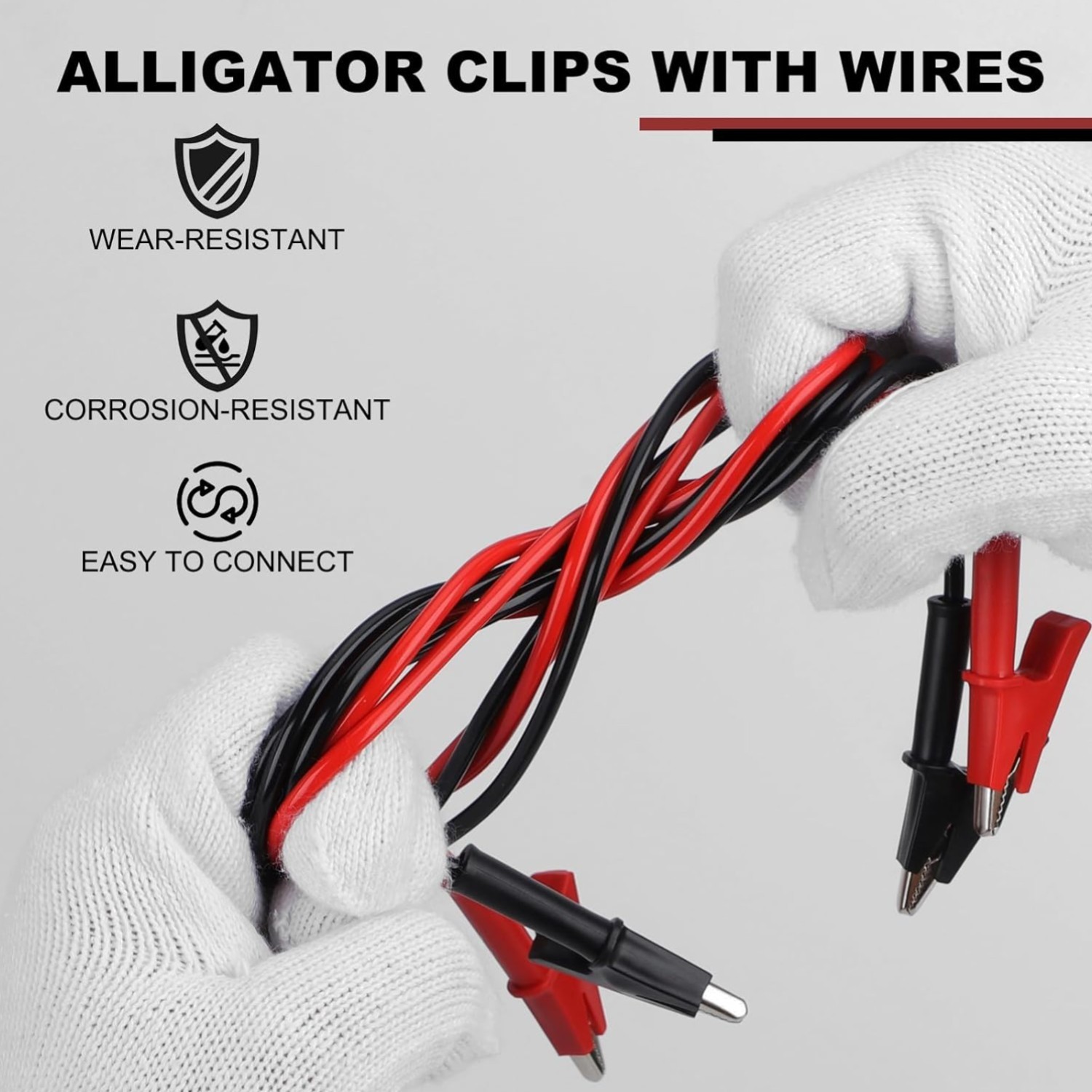 Heavy-Duty 14 AWG Electrical Testing Leads with Alligator Clips - 50cm Length
