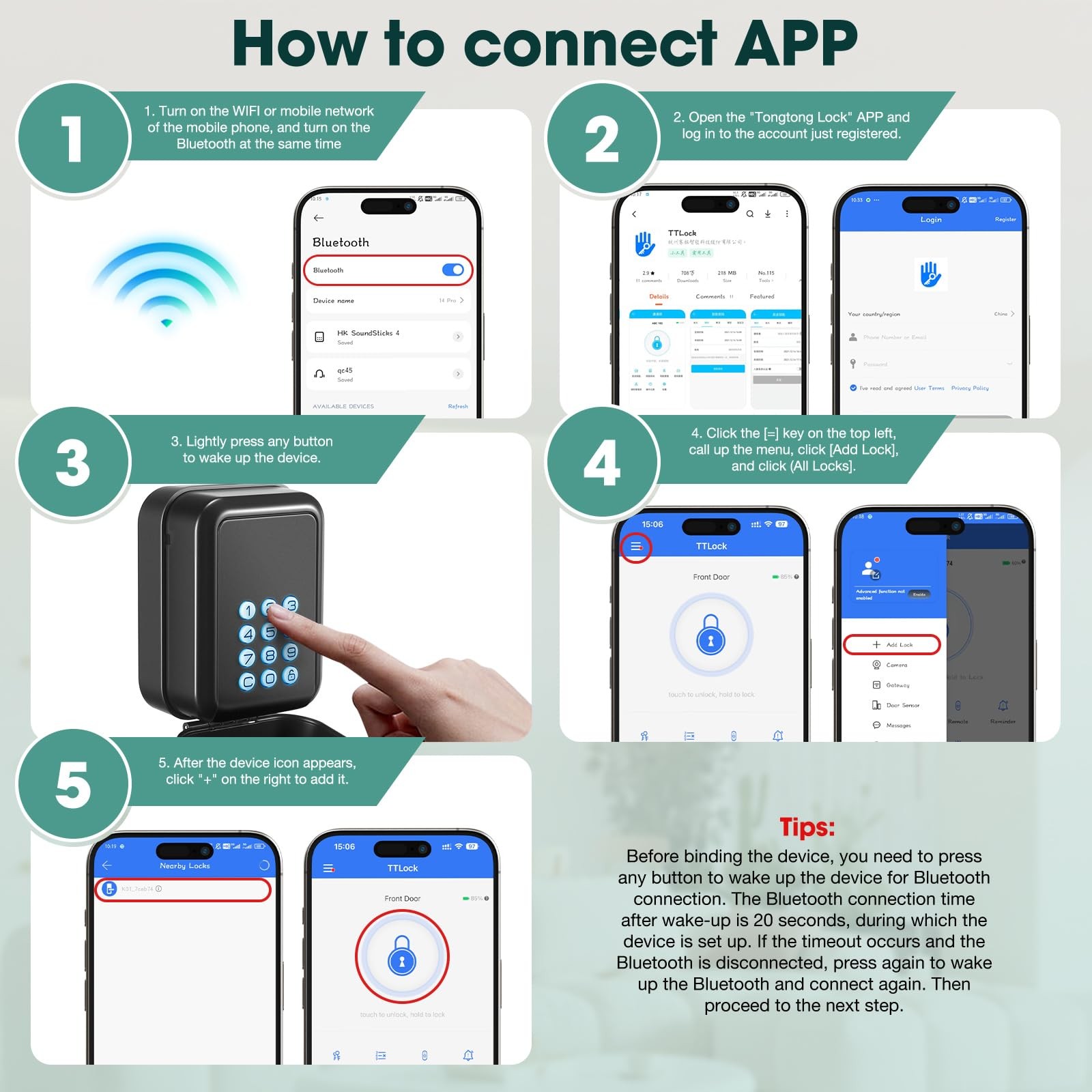 Smart Key Lock Box Electronic Bluetooth Lock Box with APP Control & PIN Code ...