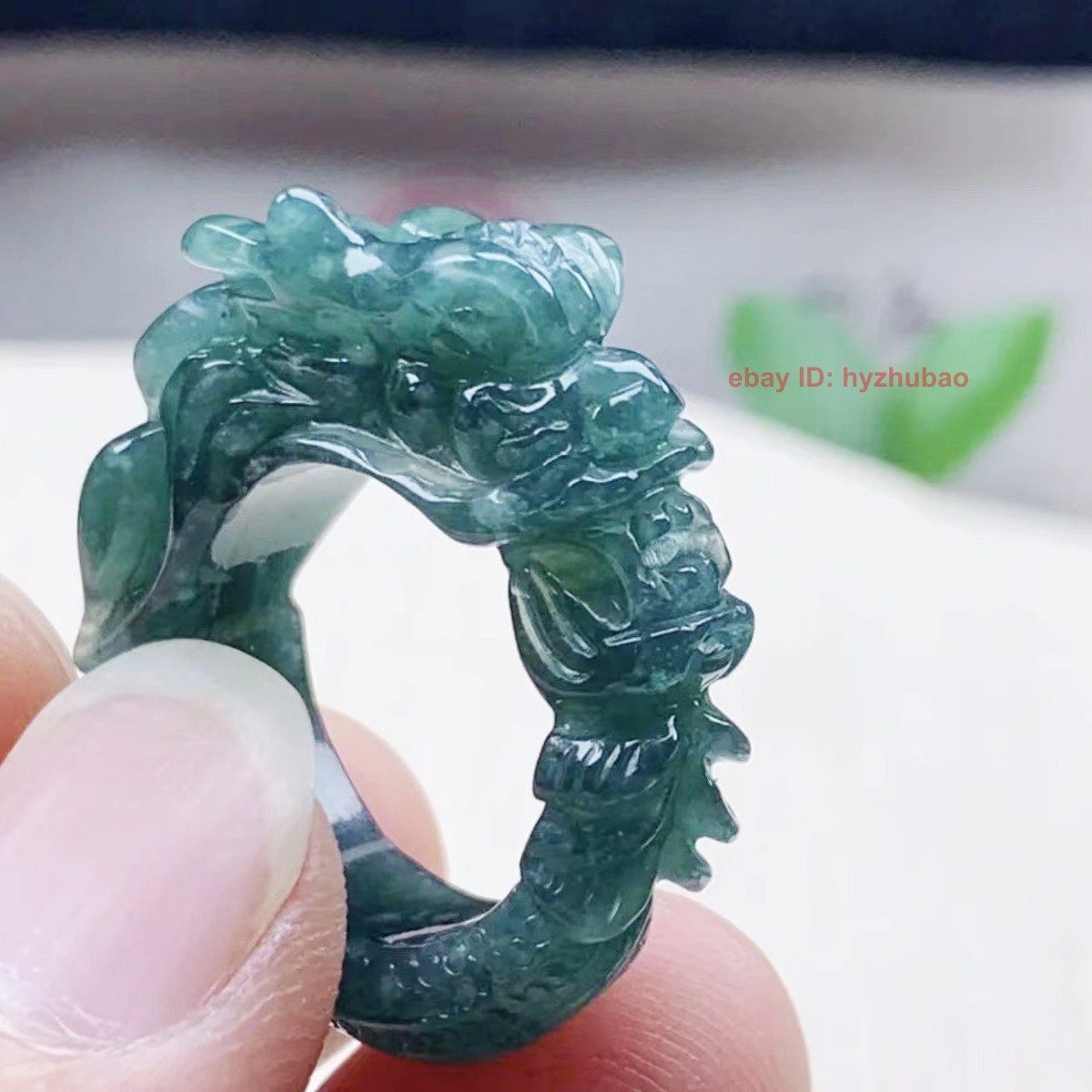 Certified Natural Burma Grade A Jade jadeite Carved Dragon Men Women Lucky Ring