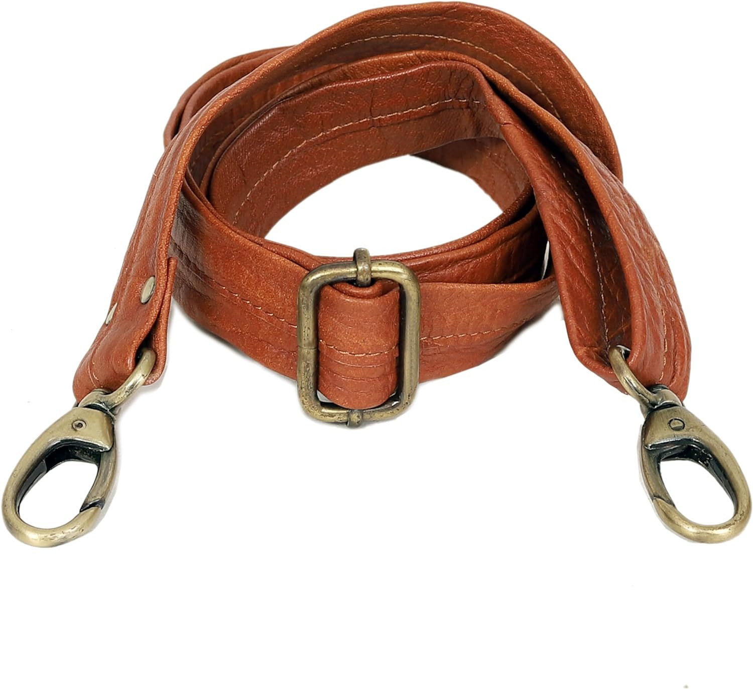 Leather Adjustable Padded Replacement Shoulder Strap with Metal Swivel Hooks for