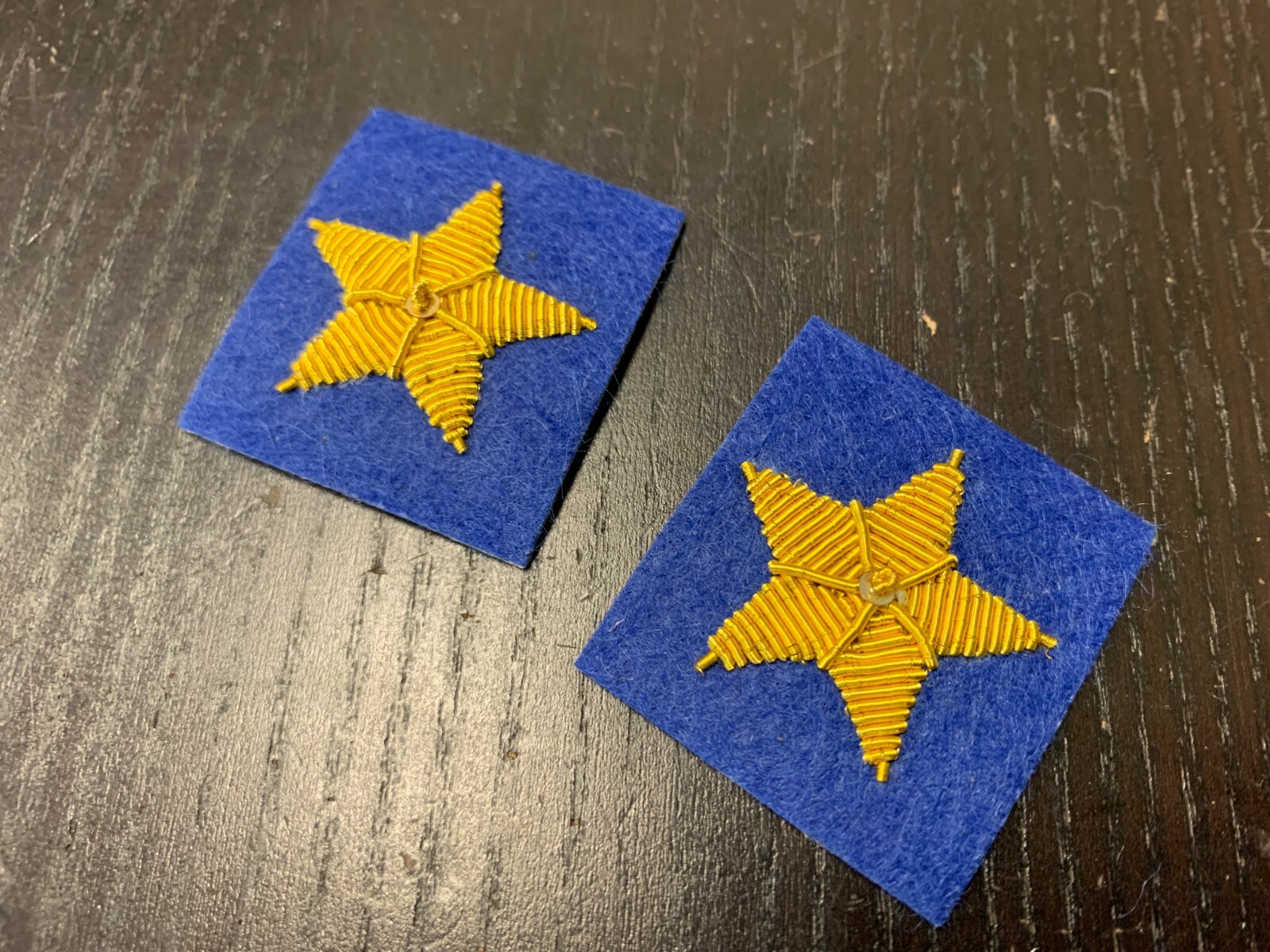 Civil War Confederate Gold Stars - ROYAL BLUE Back - 1 Star MAJOR pair - New
