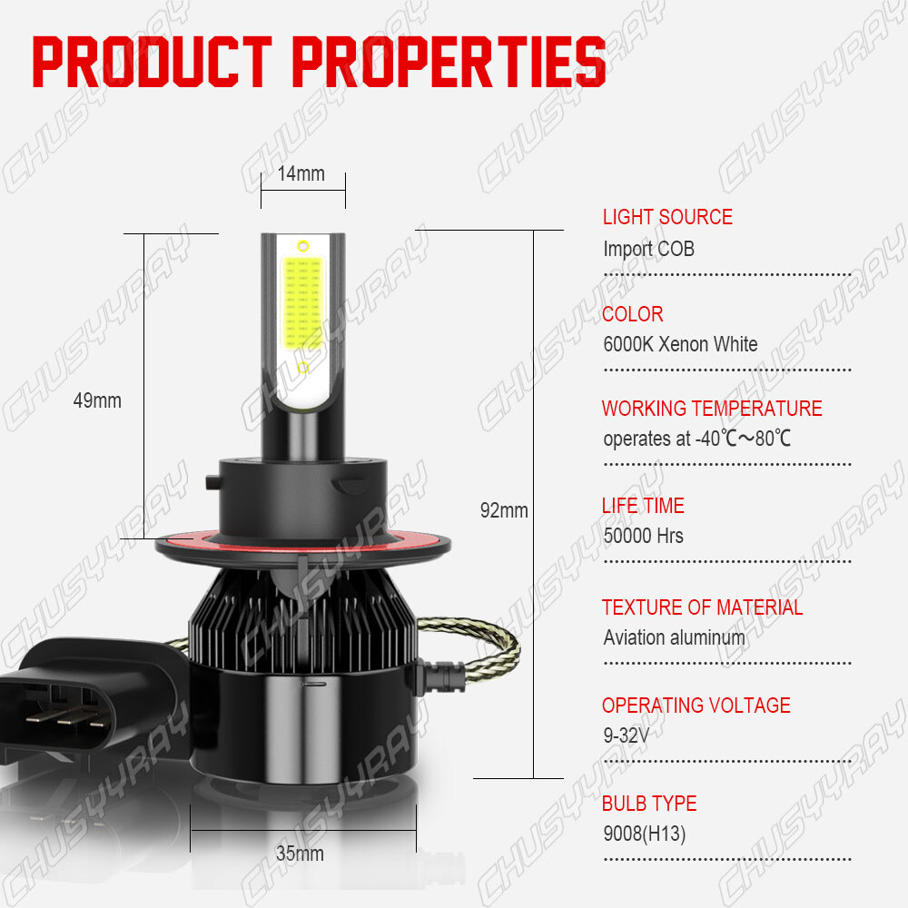 For Chevy HHR 2006-2010 2011-2PC 6000K White LED Headlight High/Low Beam Bulbs