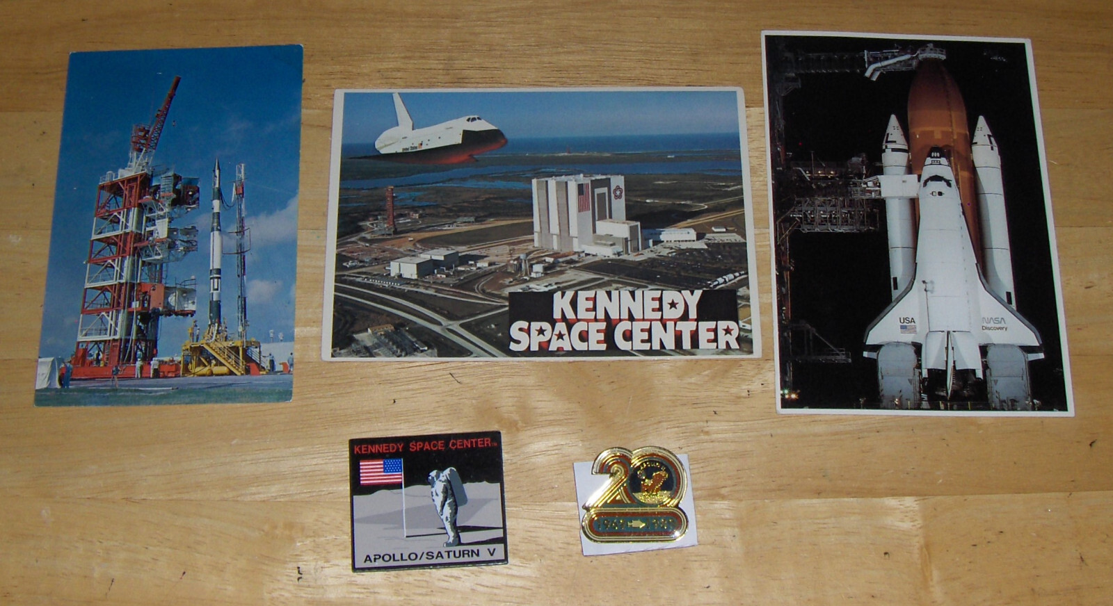 NASA Postcards ~ Apollo Magnet & (1969-1989) 20 yrs  Pin ..Collectible Lot of 5