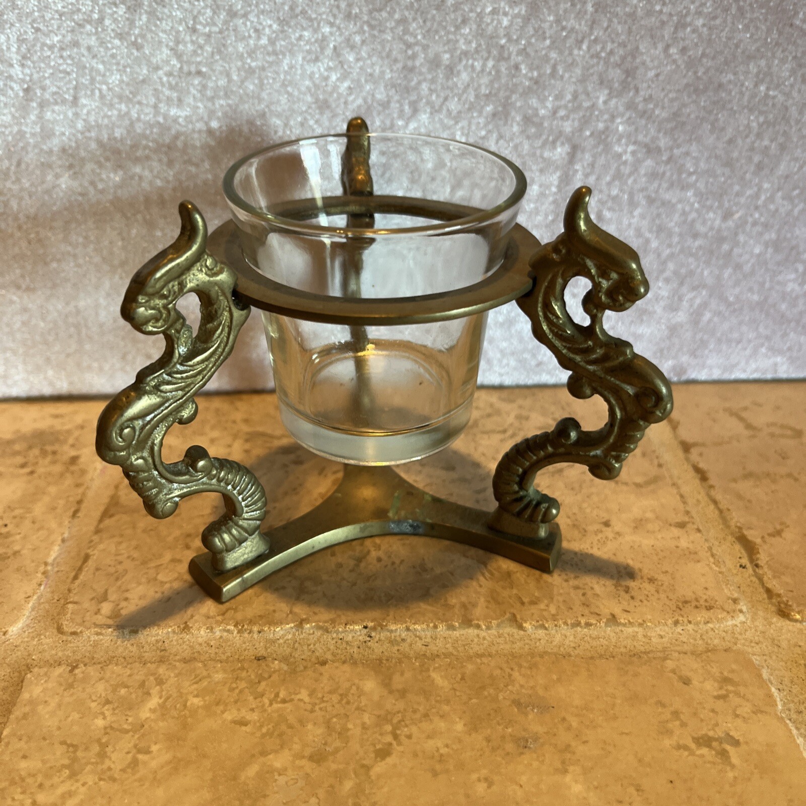 Sphere Brass Dragon Stand Mythical candle or globe