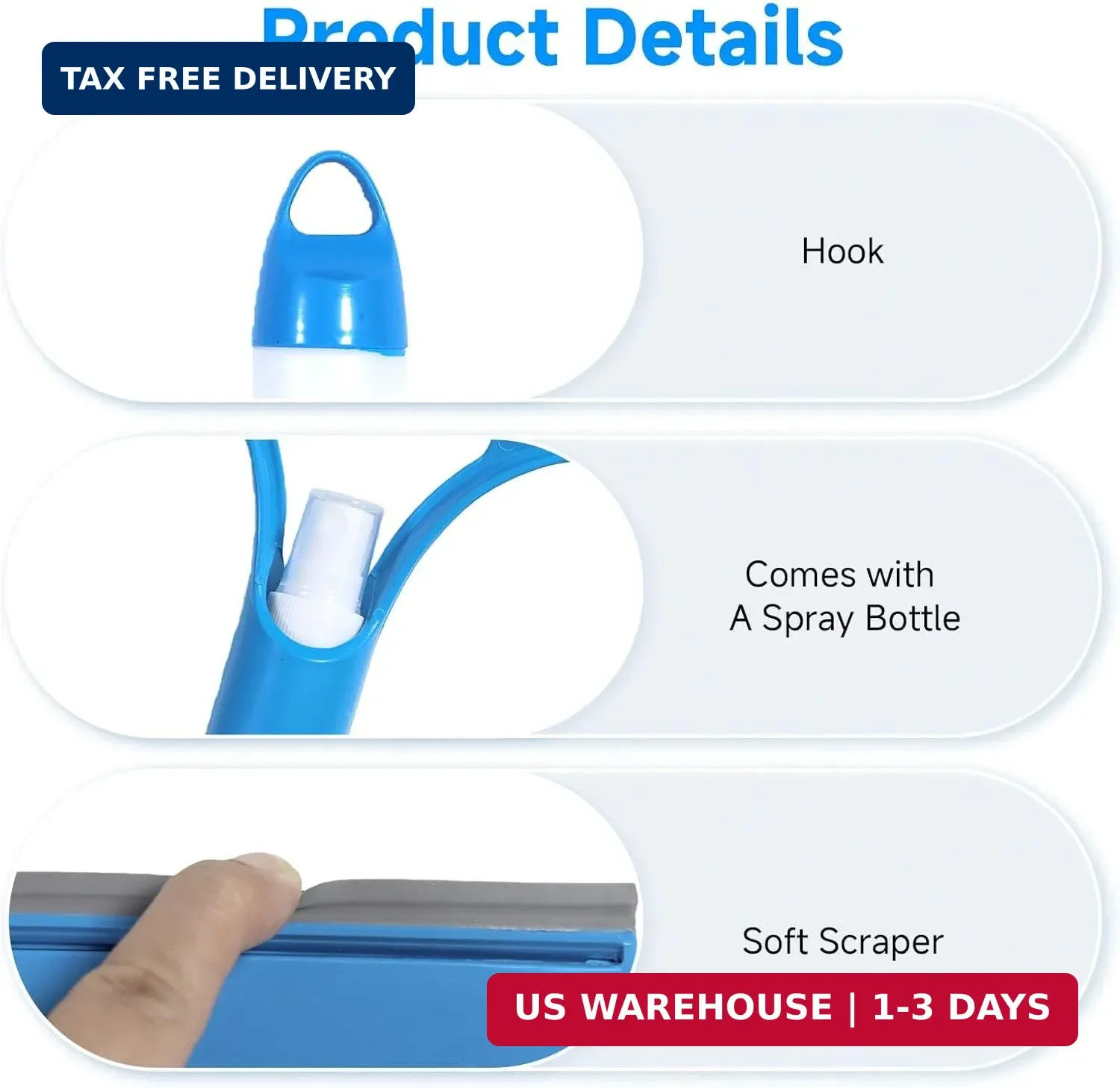 3 in 1 Window Cleaning Scraper with Sprayer, All-Purpose Squeegee for Shower Gla