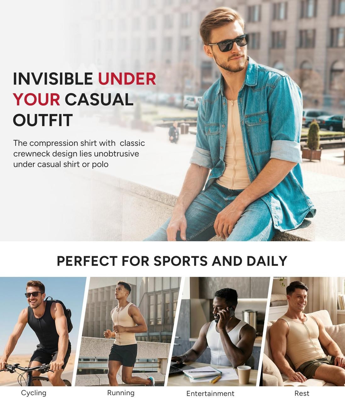 Nebility Compression Shirt Men Tank Top Compression Undershirt Mens
