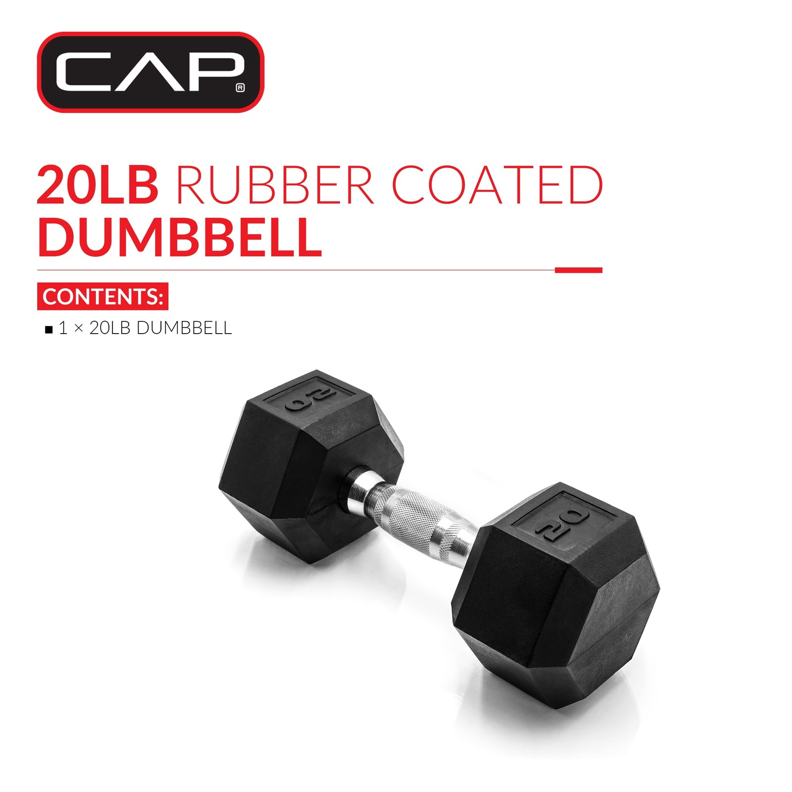 (2 pack) Barbell, 20lb Rubber Hex Dumbbell, Single