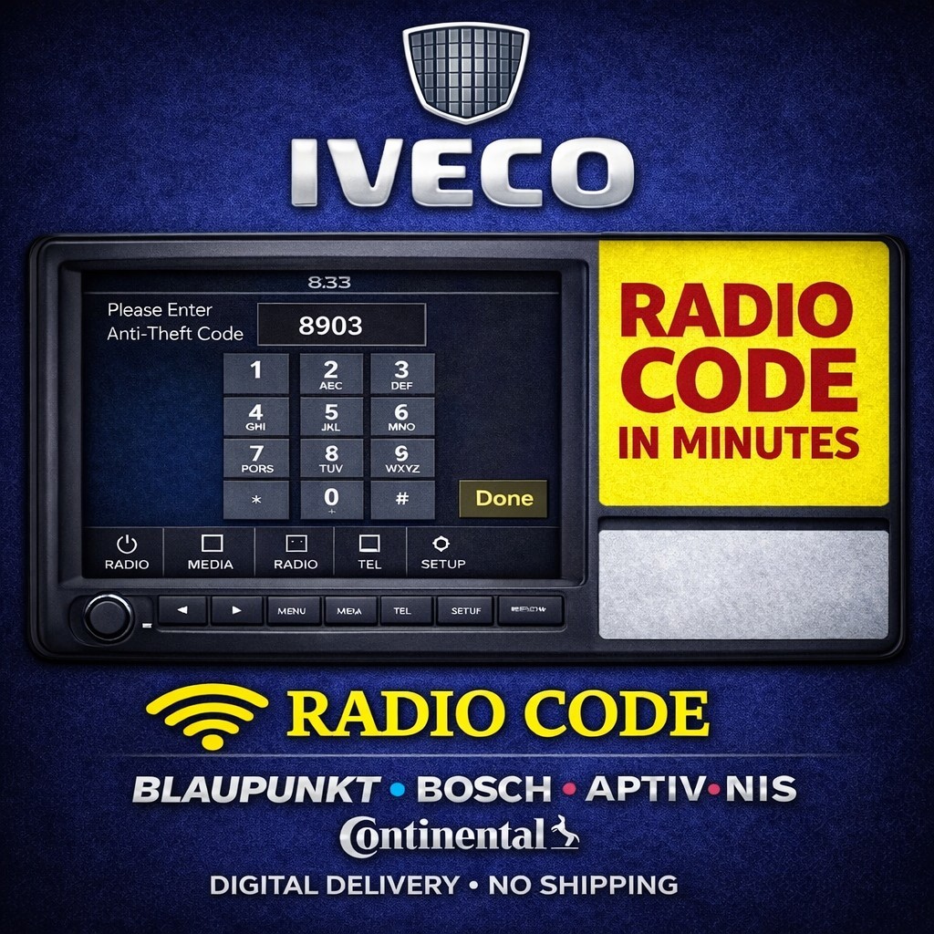 IVECO Radio Unlock Code | Bosch Blaupunkt Aptiv NIS Continental Fast Delivery