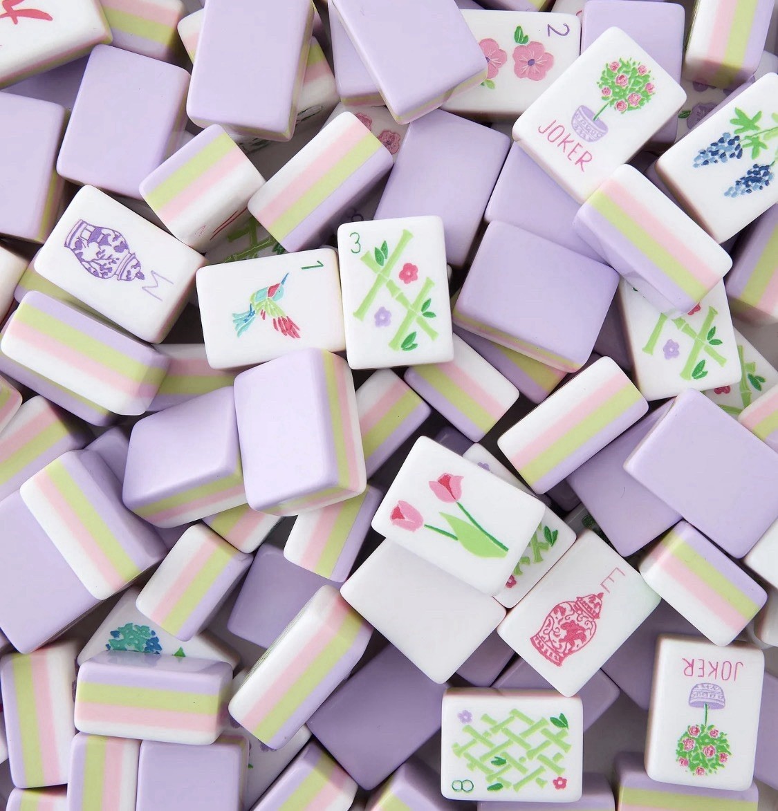 Modern American Mahjong Tile Set 160 Titles ,  Macaron Pink Lavender(2）