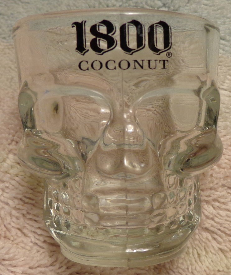 Jose Cuervo 1800 Coconut Skull Shot Glass - All Glass - Very Cool....NEW