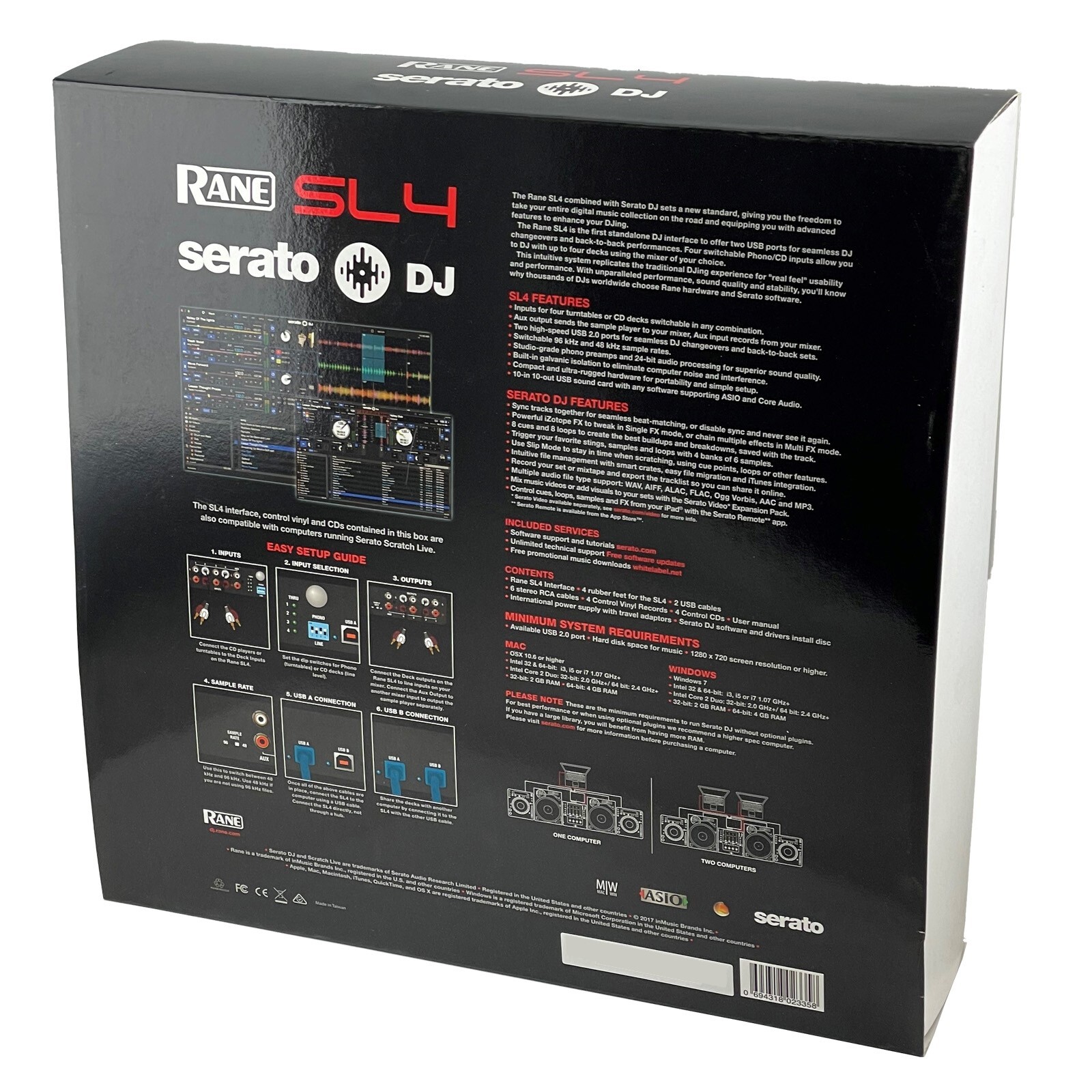 RANE SL4 DJ Interface with Serato DJ (2) USB Ports / Input for (4) Turntables