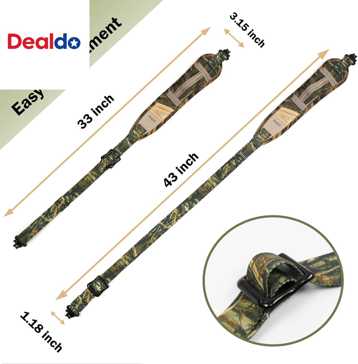 Full Camo 2 Point Gun Shotgun Rifle Sling with Quick-Grab Handle, 3 Accessories