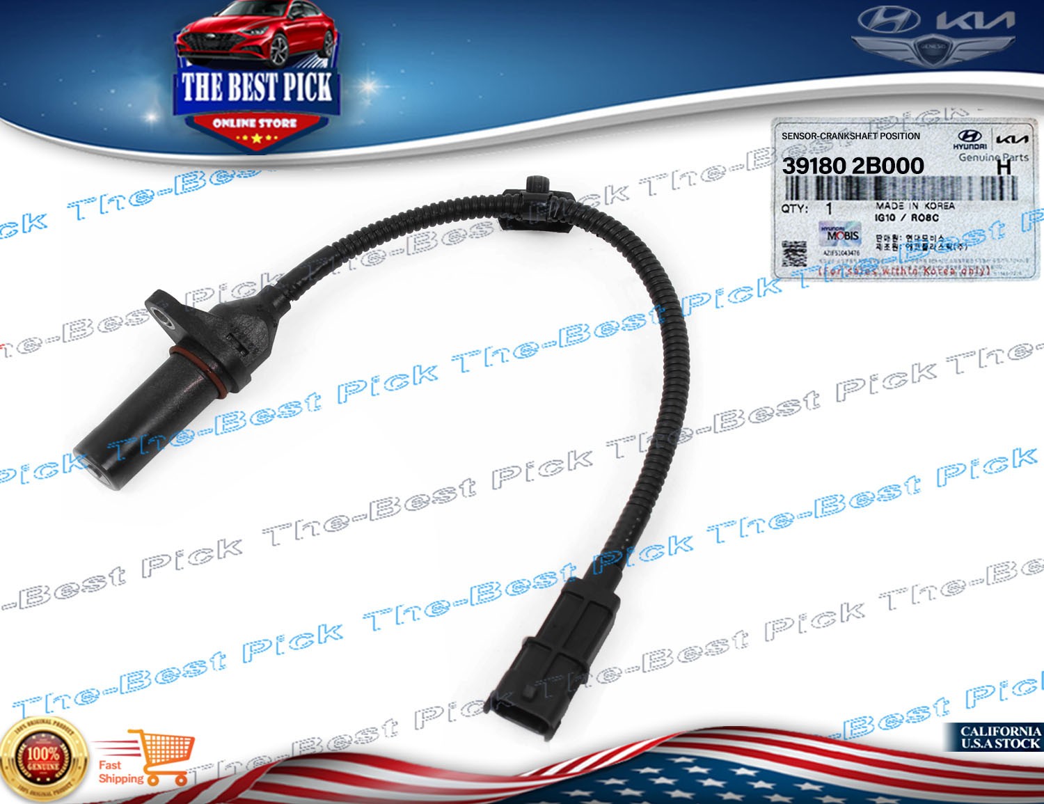 ⭐GENUINE⭐OEM Crankshaft Position Sensor for Kia Forte Rio Seltos Soul 391802B000