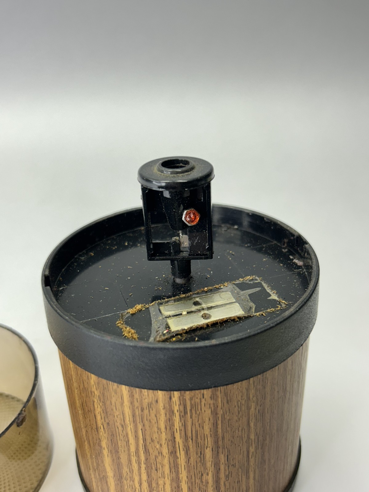 Vintage 1970s MCM Pencil Sharpener Woodgrain - untested