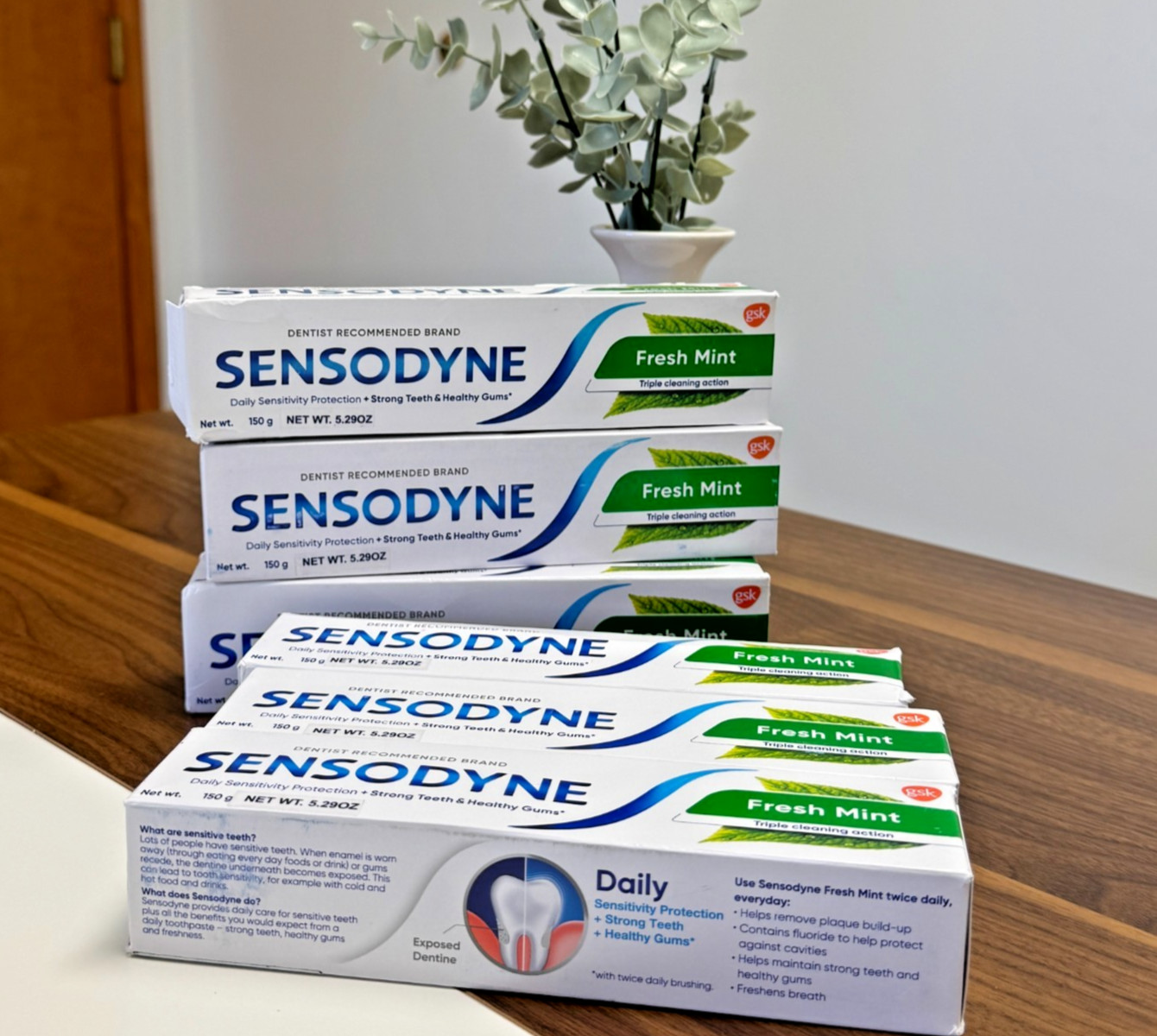 Sensodyne Fresh Mint Toothpaste 6 Pack – 5.29 oz (150g) ea. EXP 07/31/26
