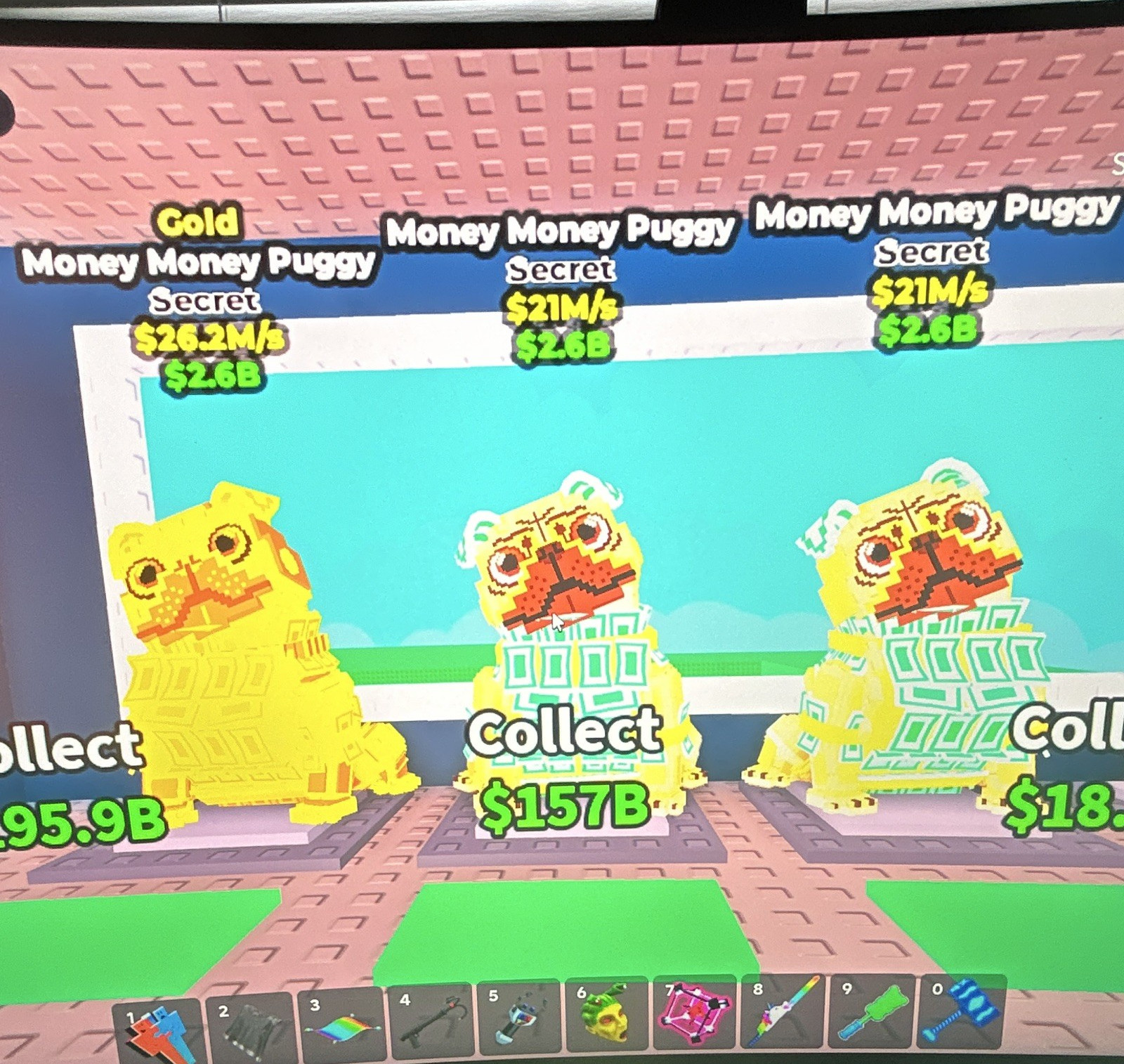 Three money puggies for 20 dollars on Sab