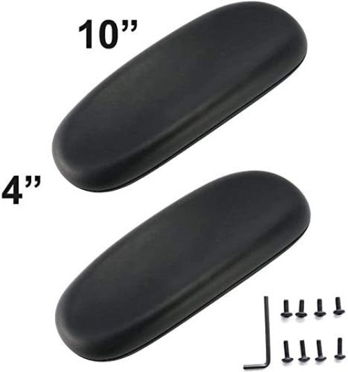 Black Neoprene Armrest Pads for Office Chairs - Easy Install 4" Mounting