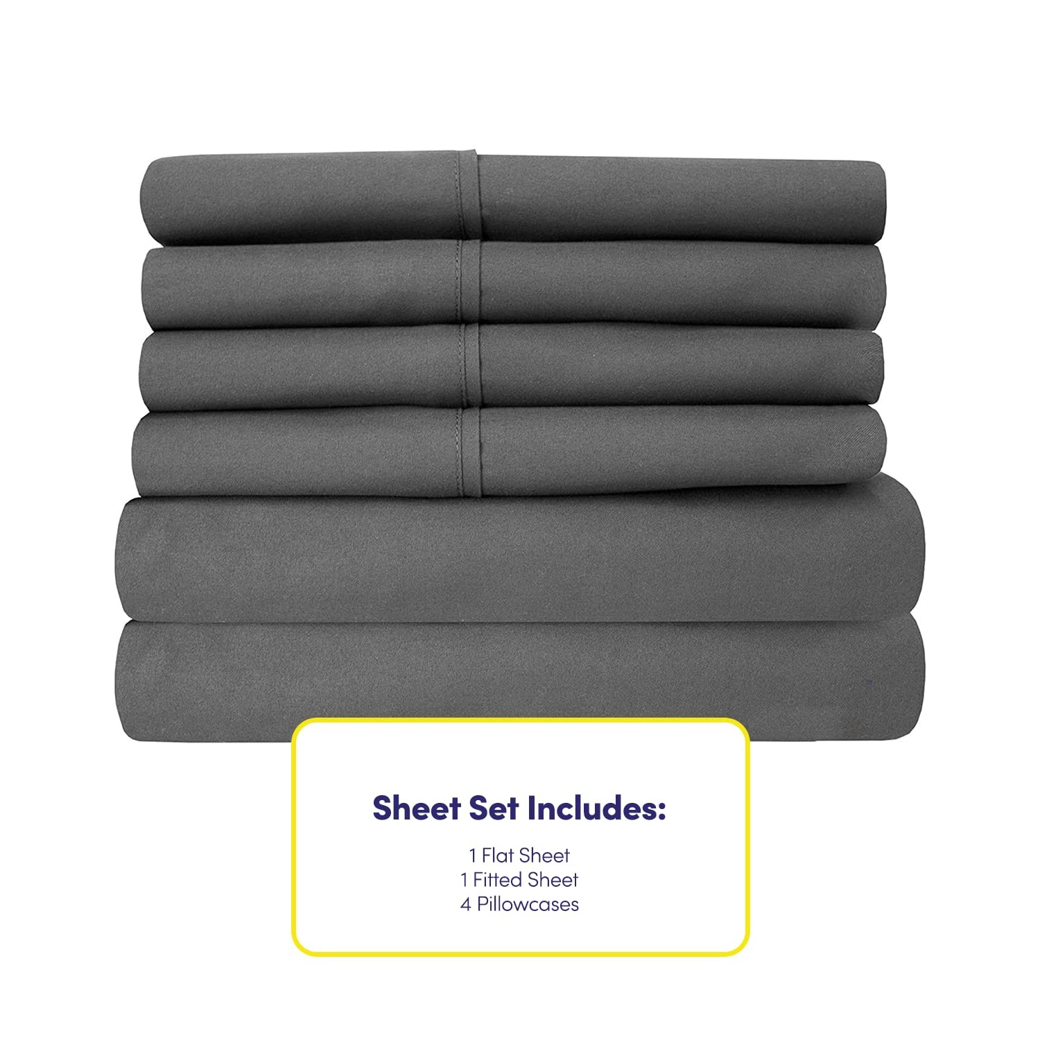 Bed Sheets Queen Size Grey - 6 Piece 1500 Supreme Collection Fine Brushed Mic...