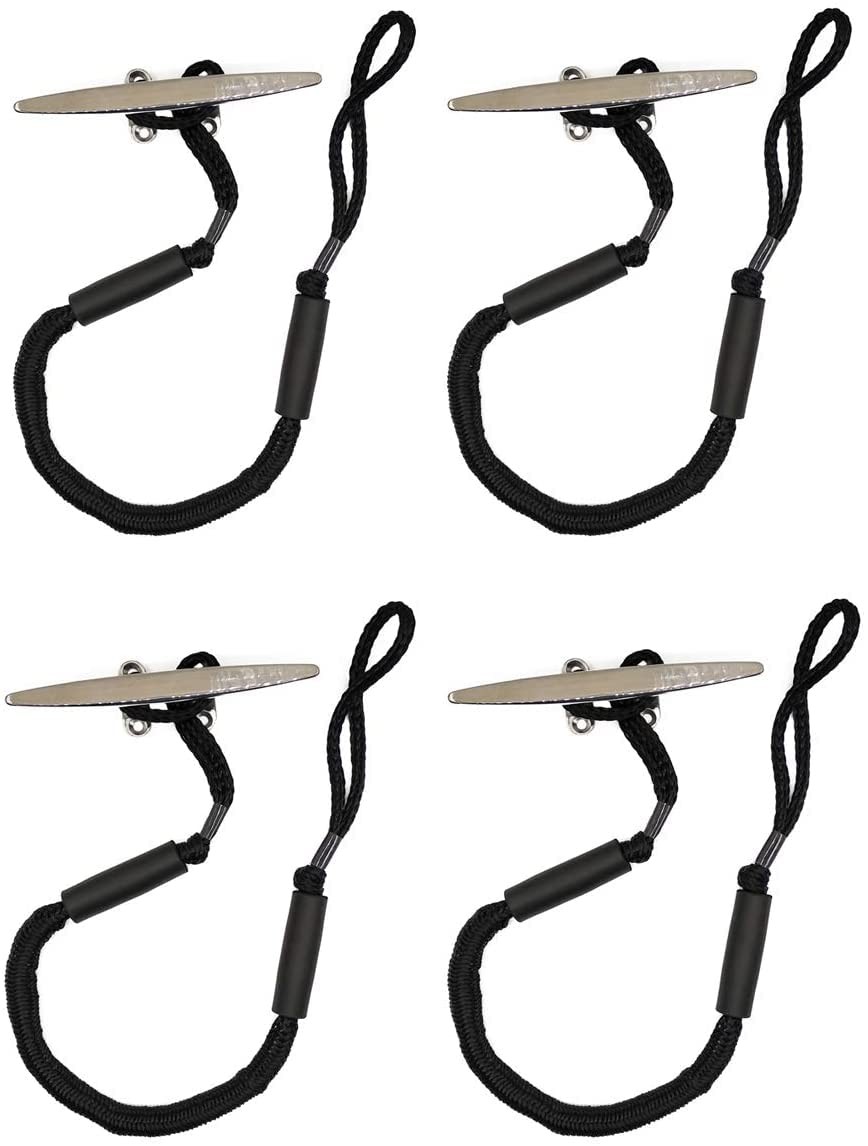 4 FT Black Bungee Dock Lines Shock Cords Docking Mooring Rope PWC Jet Ski
