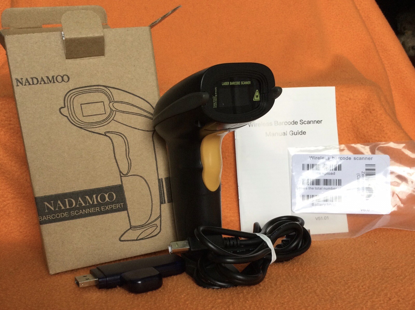 NADAMOO BUR3003 WIRELESS BARCODE SCANNER (433 MHz) - OPEN BOX NEW