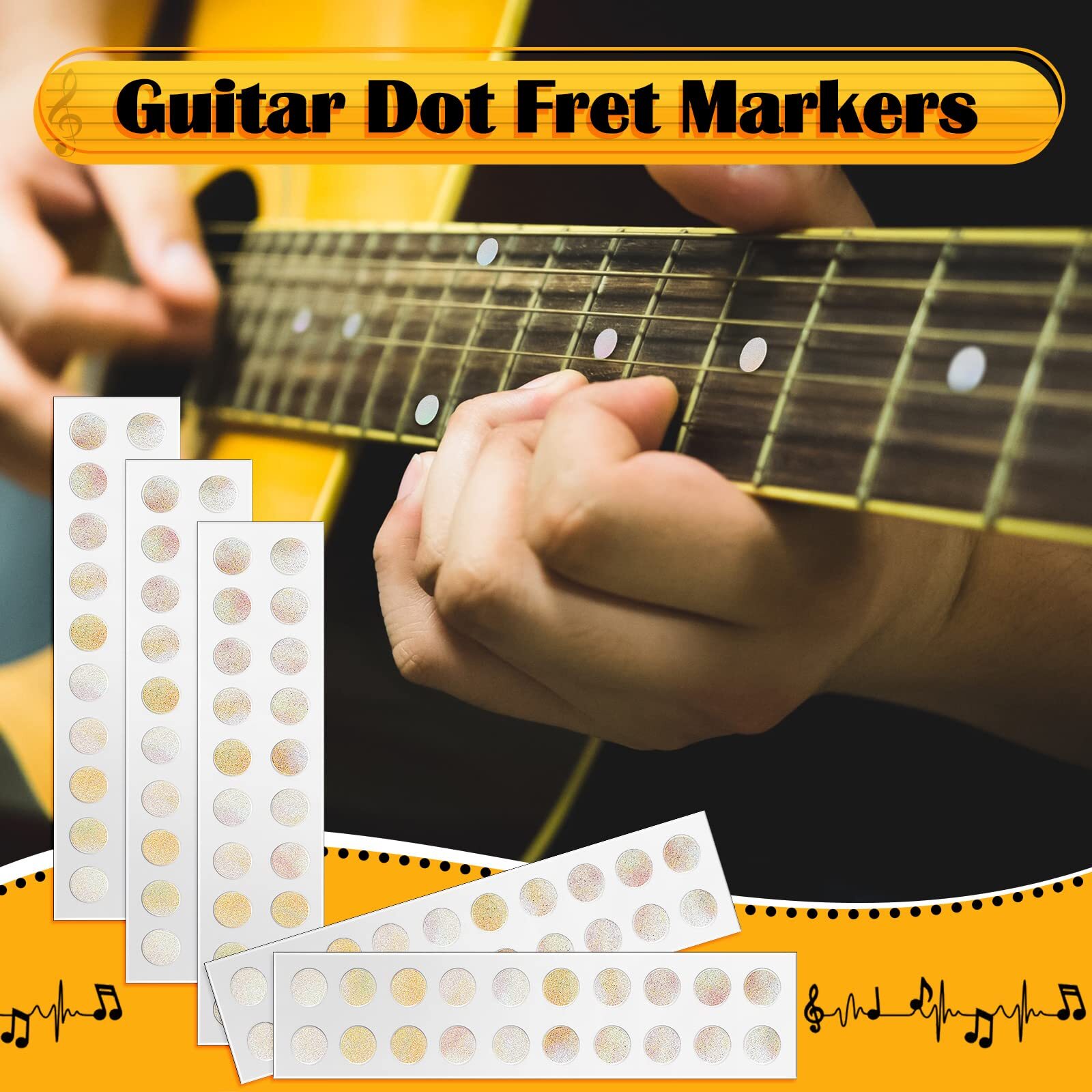 100 Pcs 5 Sheets Dot Fret Markers Guitar Fretboard Stickers Guitar Neck Decal