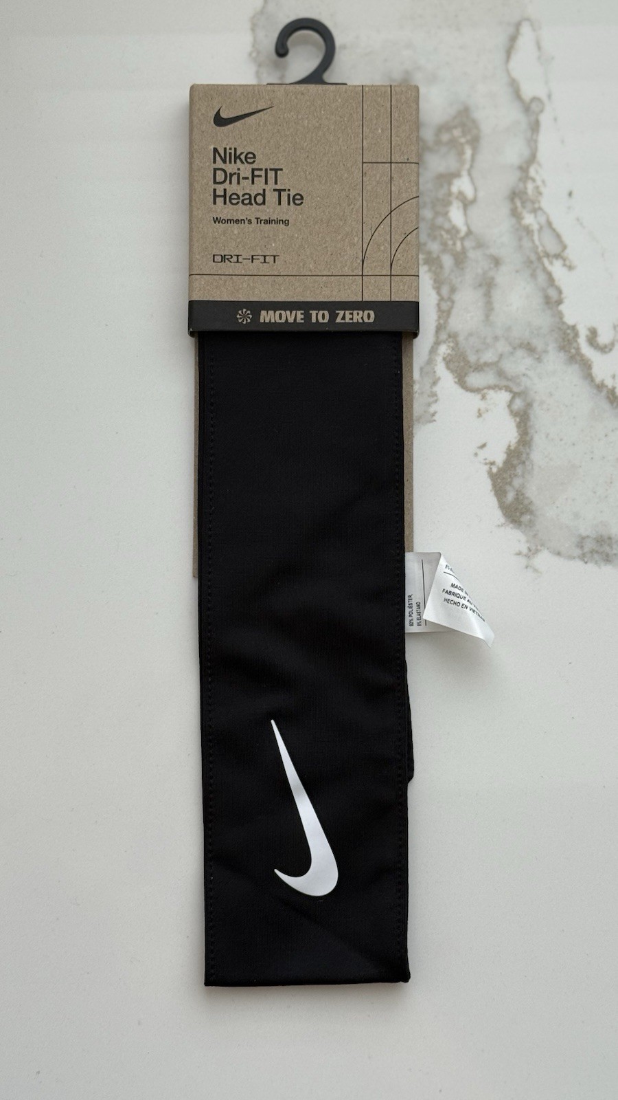 NIKE Adult DRI-FIT Head Tie w/ Swoosh Logo One Size -Black/White NW