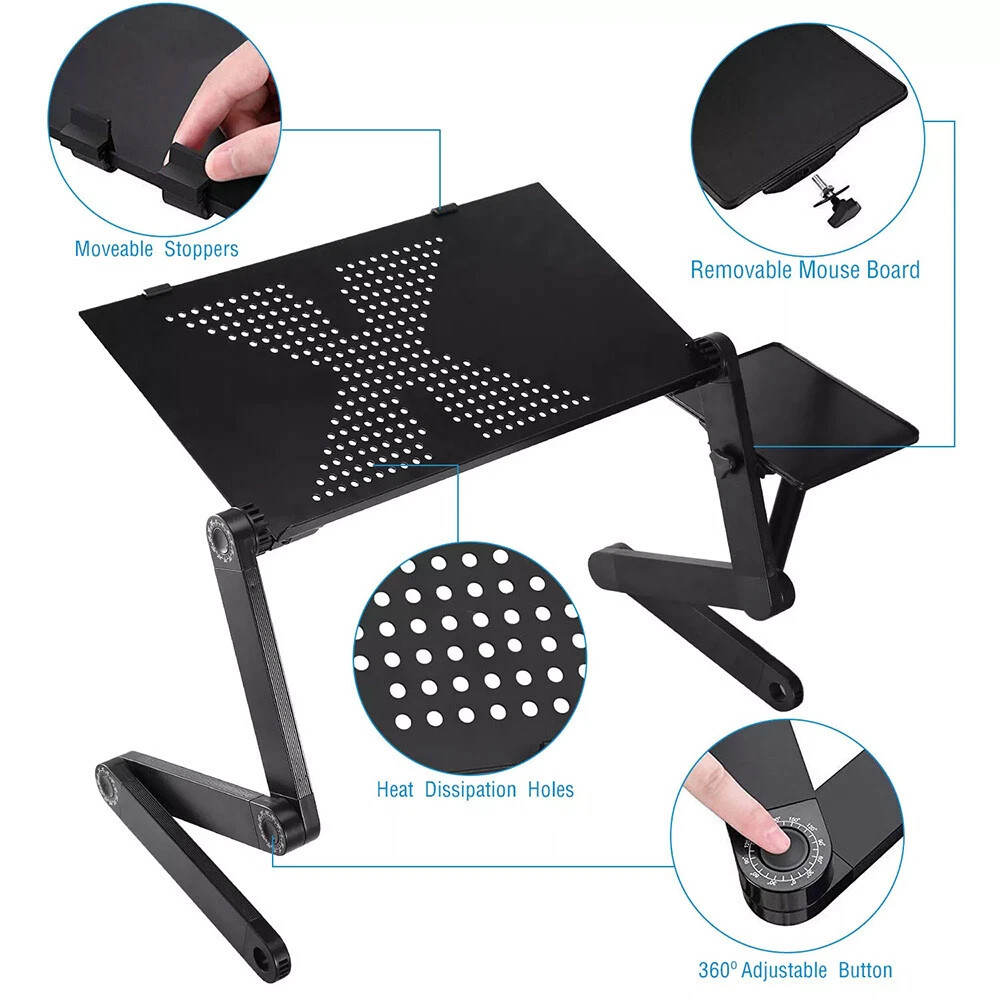 360° Adjustable Laptop Table Stand Lap Sofa Bed Tray Foldable PC Notebook Desk