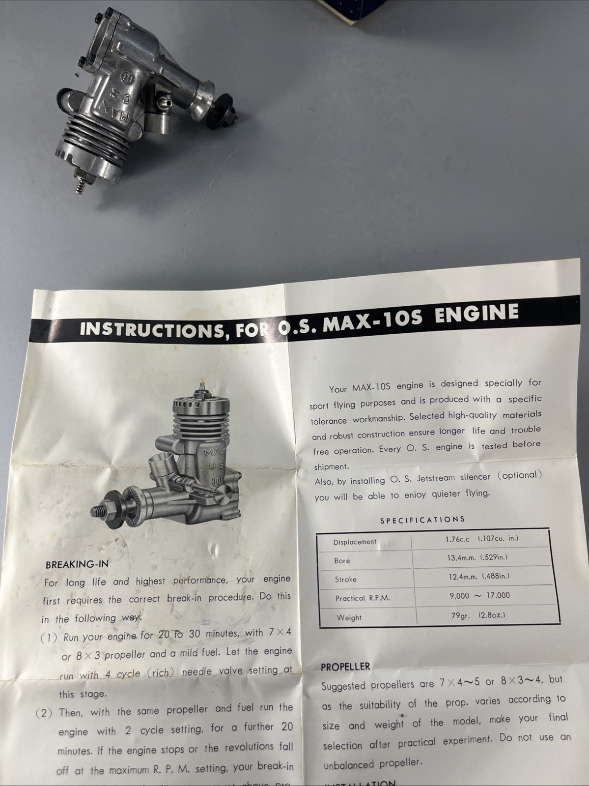 O.S MAX -10S Radio Controlled Nitro Engine Used Good Condition With Box