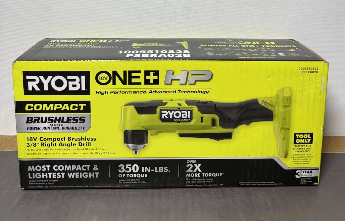 Ryobi ONE+ HP 18V Brushless 3/8 in Right Angle Drill PSBRA02B Tool Only New