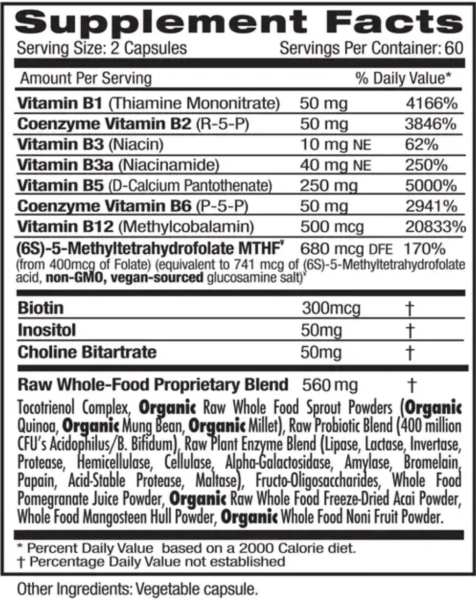 Emerald Labs B-Healthy L-5 Methyltetrahydrofolate 5-MTHF Coenzymated 120 Capsule