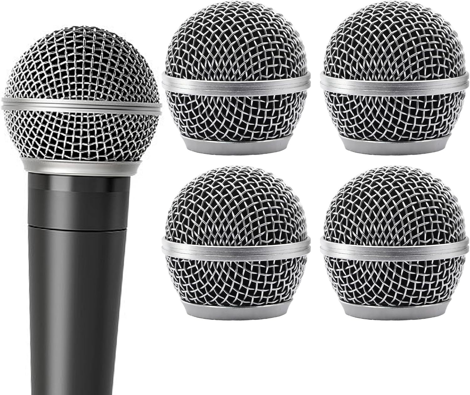4 Pack SM58 Microphone Head Replacement Standard Size Grille Mic Replacement wit