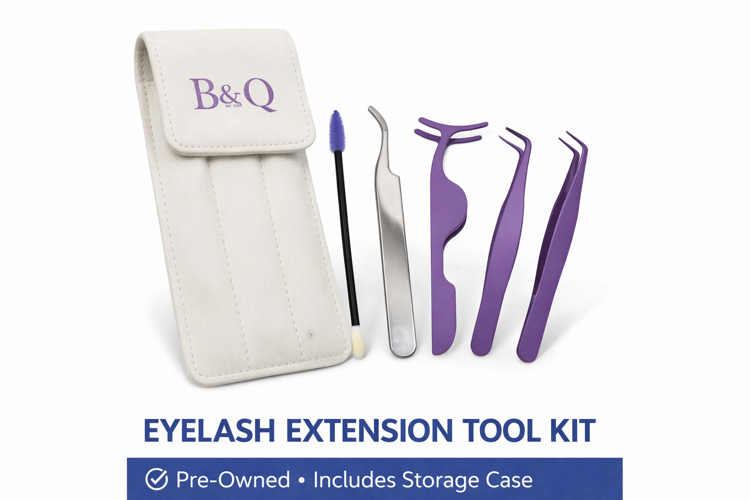 Eyelash Extension Tool Kit Tweezers Lash Applicator Brush Set w/ Case B&Q