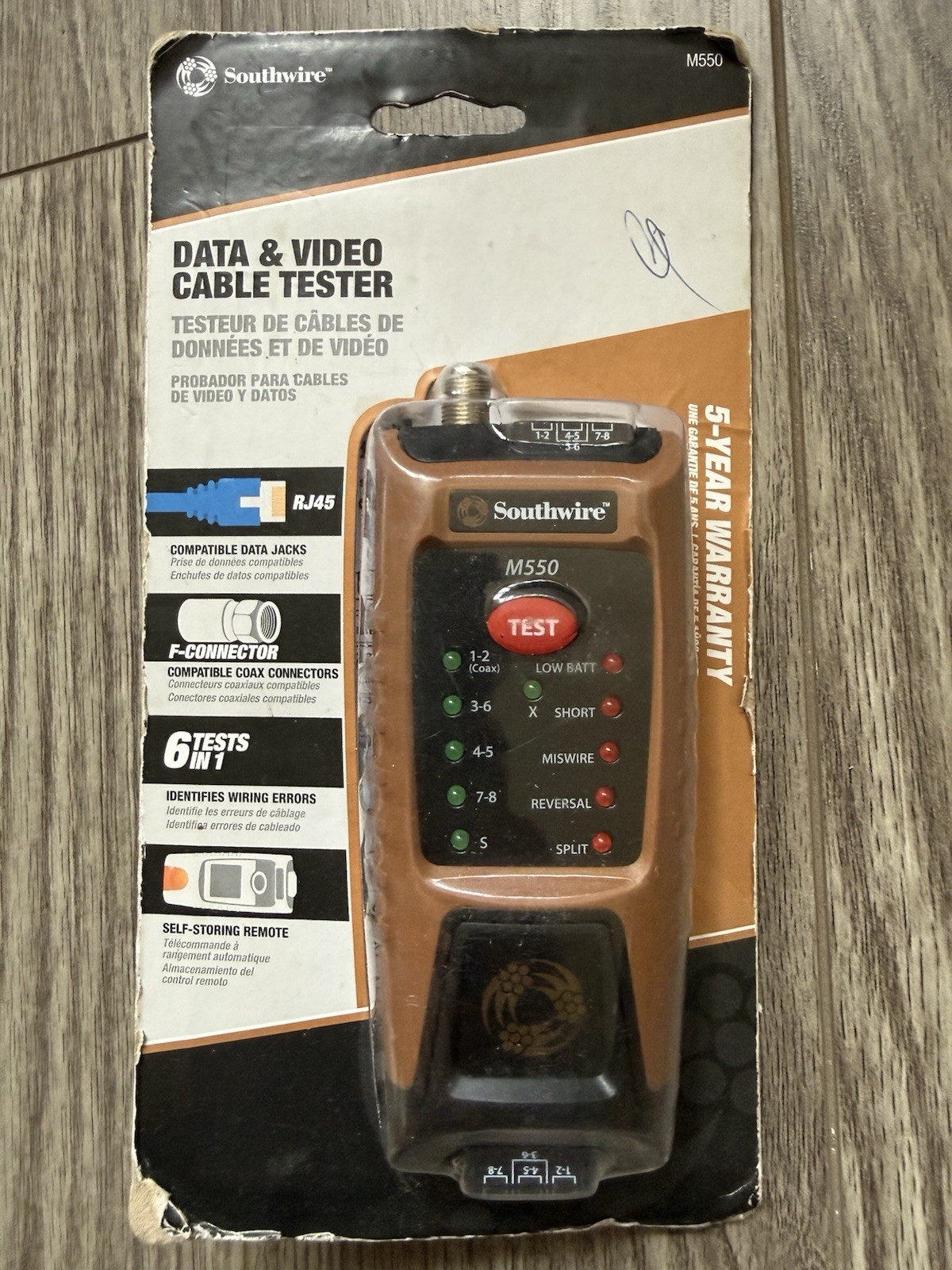 Southwire M550 Data & Video Cable Tester RJ45 Coax F-Connector Network Tester