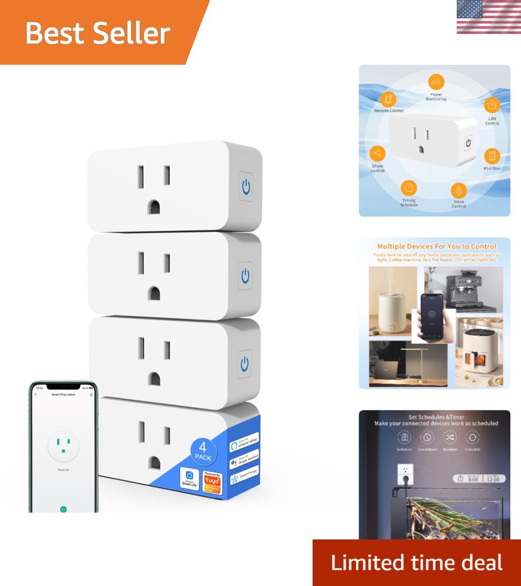 Smart Plug 4 Pack –  &  Certified WiFi Control for Energy Efficiency