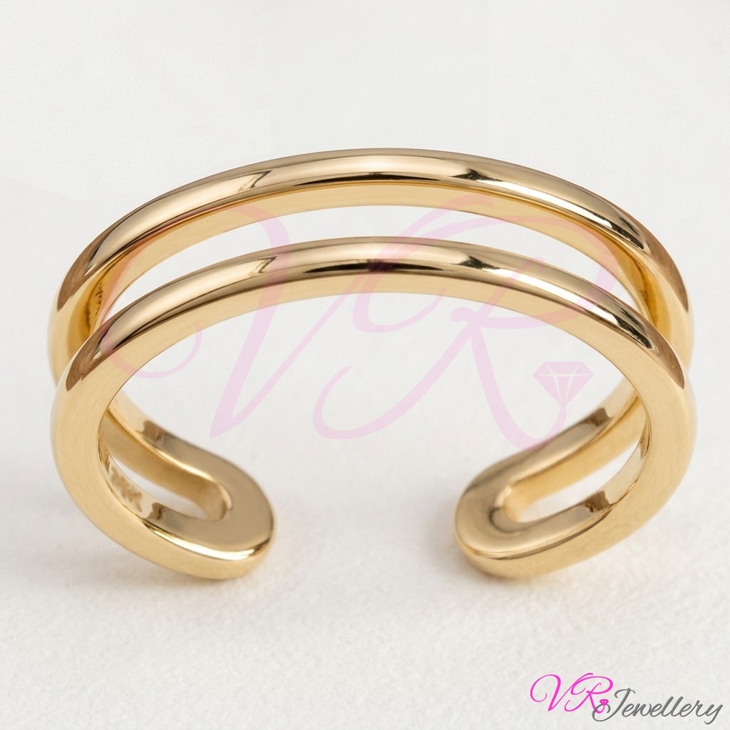 Double Band Toe Ring Surgical Steel Gold/Rose Gold Plated Adjustable Toe Ring