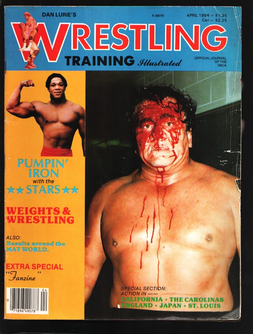 Sports Pub: Wrestling Training Illustrated 4/1984-Bloody cover-The Mongols-Su...