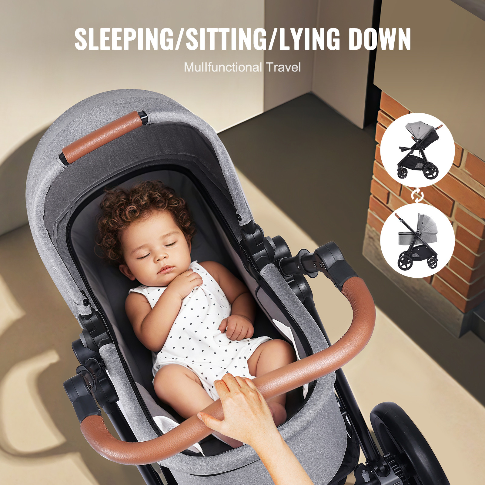 VEVOR Stroller Travel System With Bassinet Playard Baby Combo Set Dark Gray