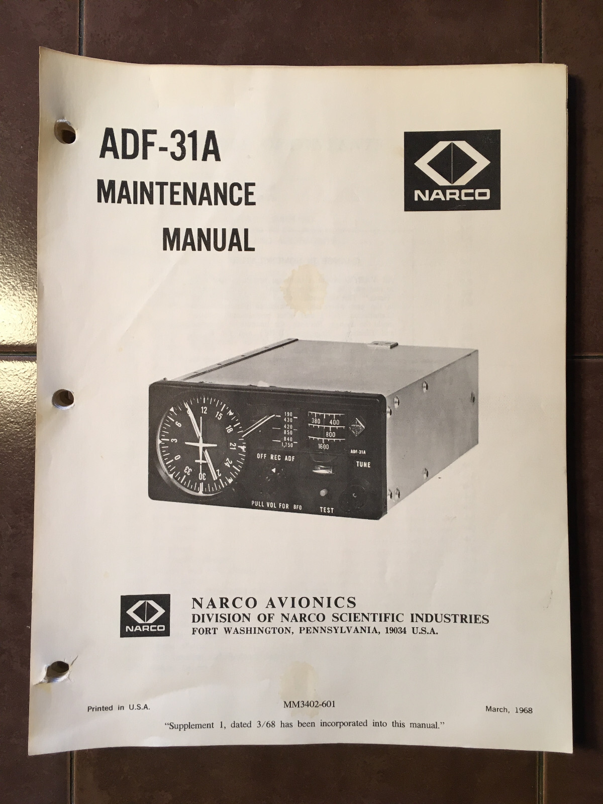 Narco ADF-31A Install & Service Manual