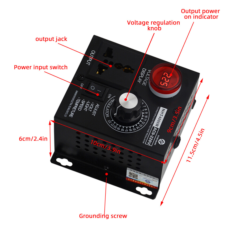 4000W Voltage Regulator Speed Motor Fan Dimmer Variable Controller AC110-220V