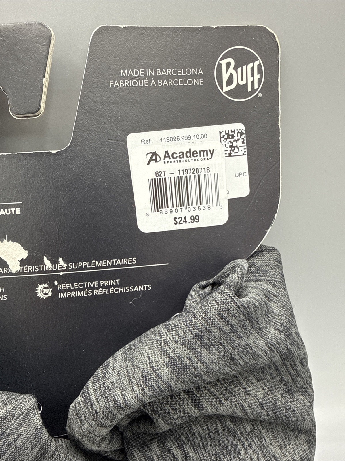 Buff Men's DryFlx Multifunctional Neck Gaiter Black Gray NWT