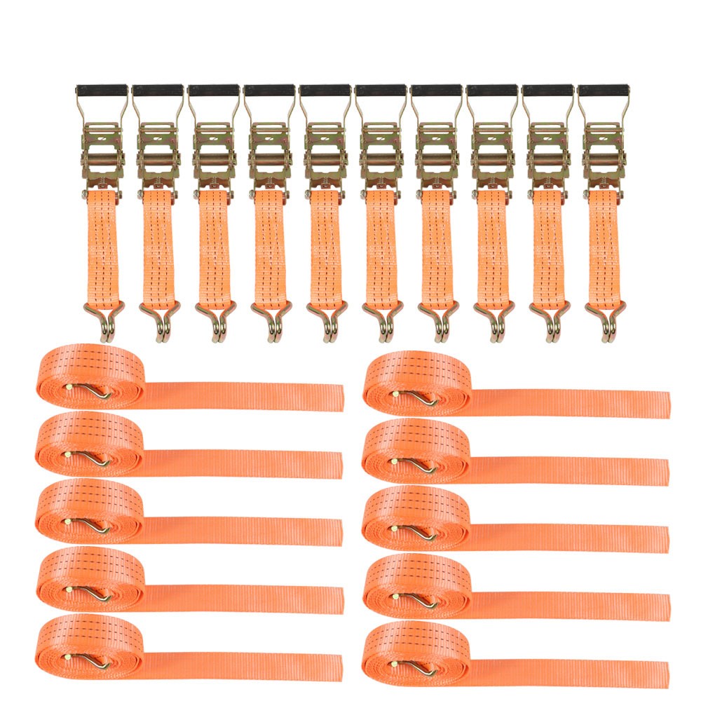 4000 lbs Ratchet Straps J-Hook Heavy Duty Tie Down 1.5" x 15' (38mm*4.5m) 10-Set