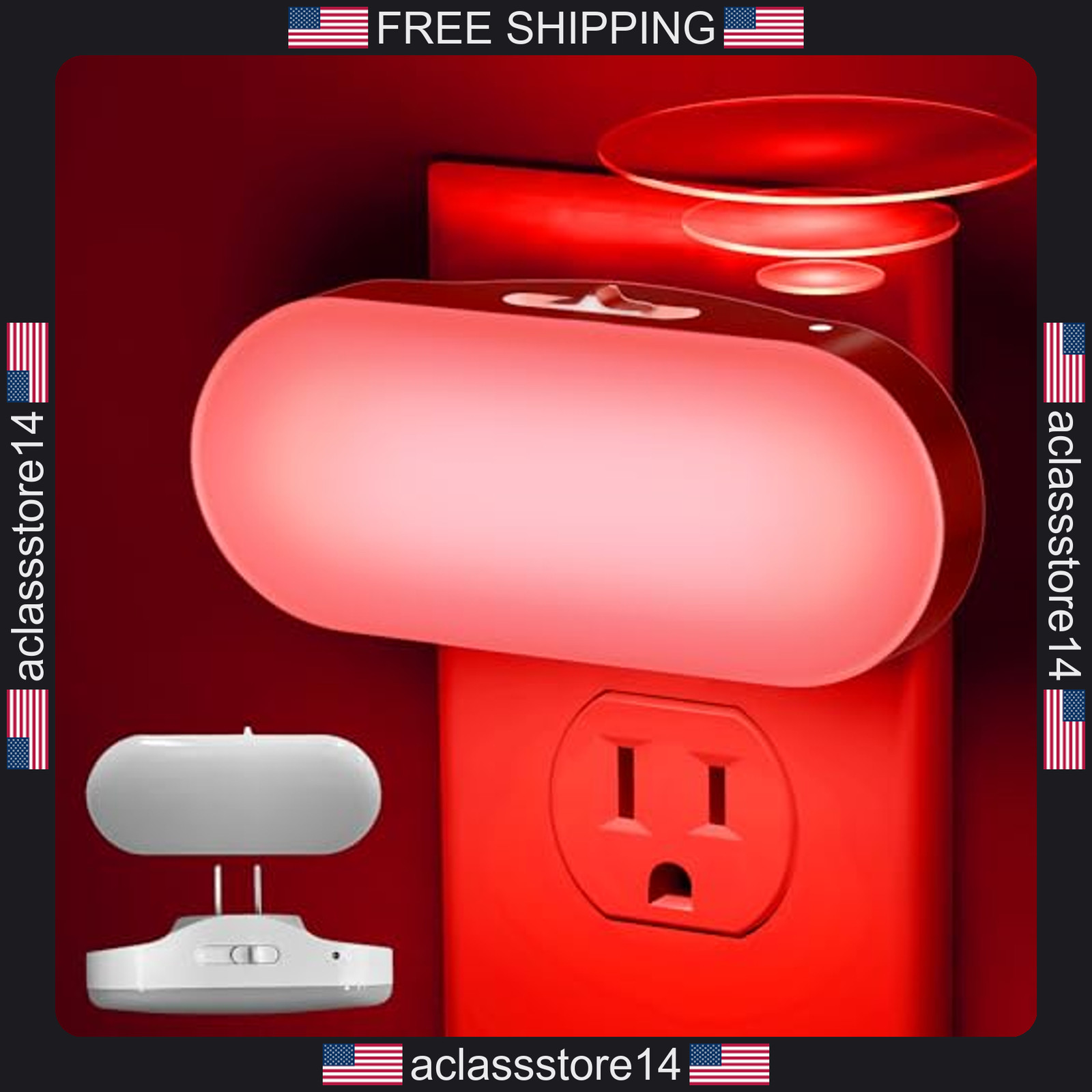 Doreshop Red Night Light 2 Pack, Auto On/Off, Dimmable Plug-In Wall Lights