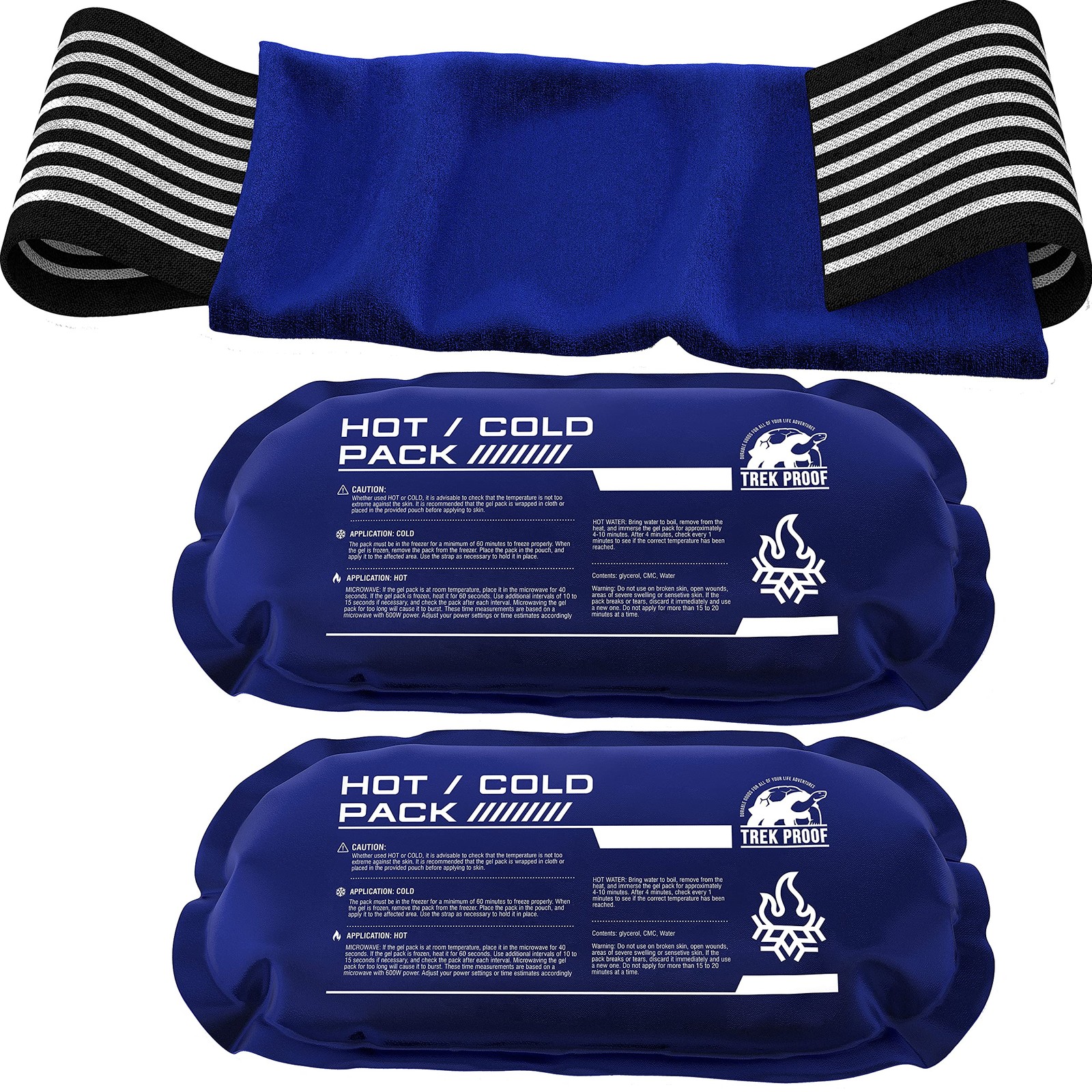 Ice Pack (3-Piece Set) – Reusable Hot and Cold 3 Piece Set - Large, Blue