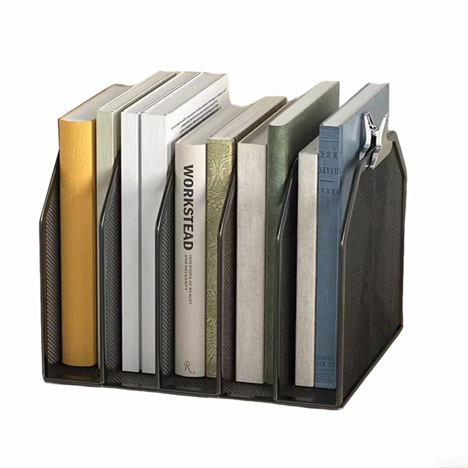 5 Vertical Desk Organizer Metal Mesh Desktop File Organizer with 5 Vertical S...