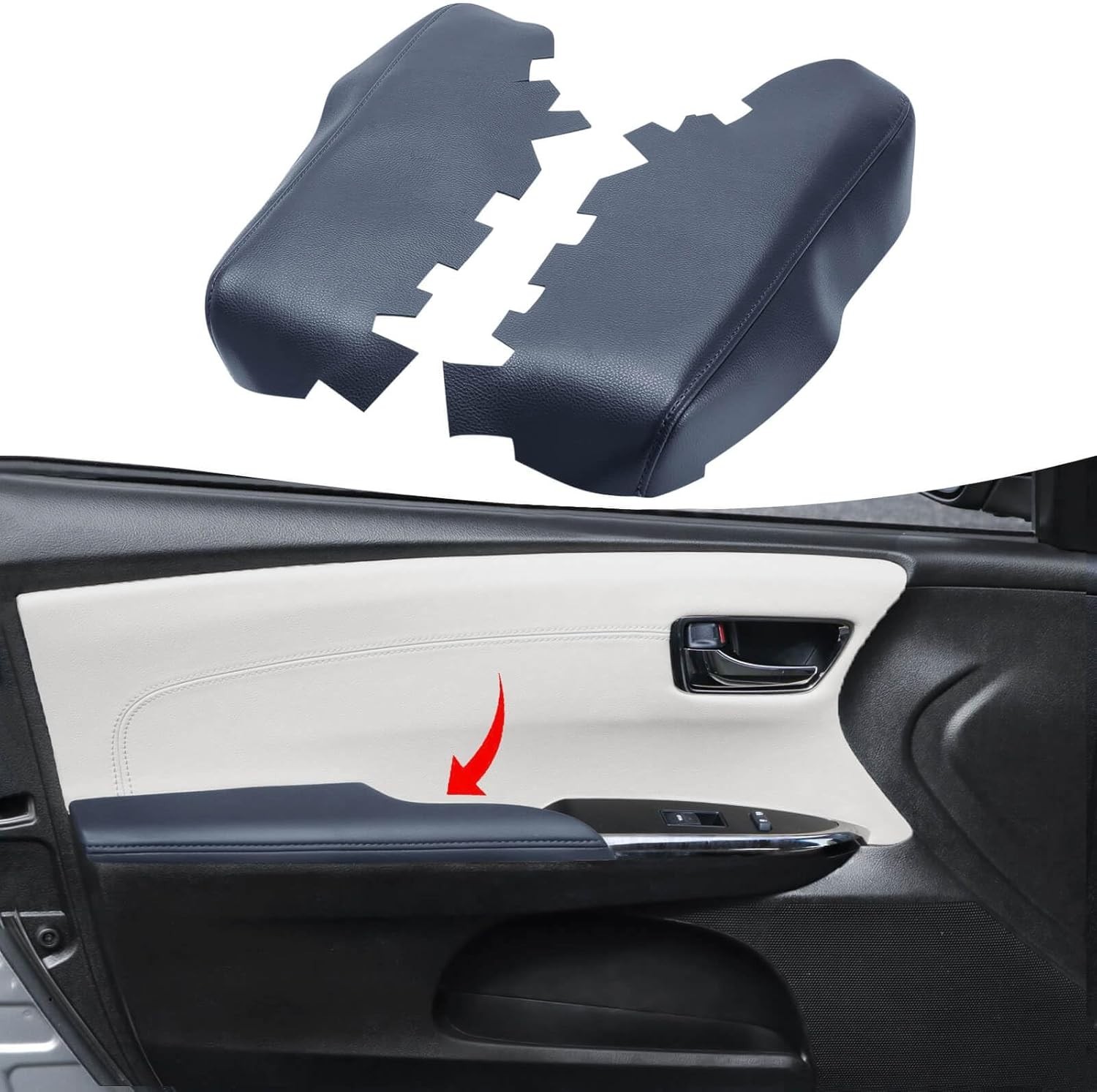Door Panel Armrest Cover Replacement for Toyota Avalon 2013-2018 Dark Gray Pair