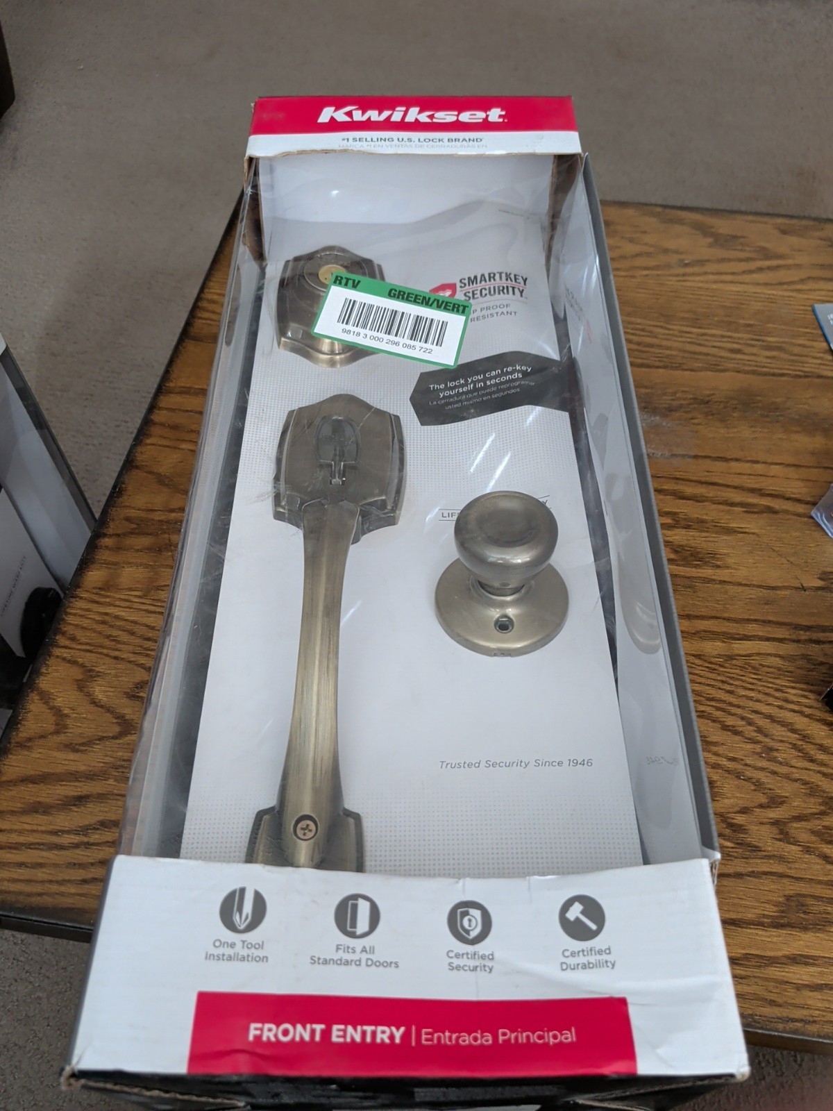 Kwikset Belleview Single Cylinder Antique Brass Handle Set