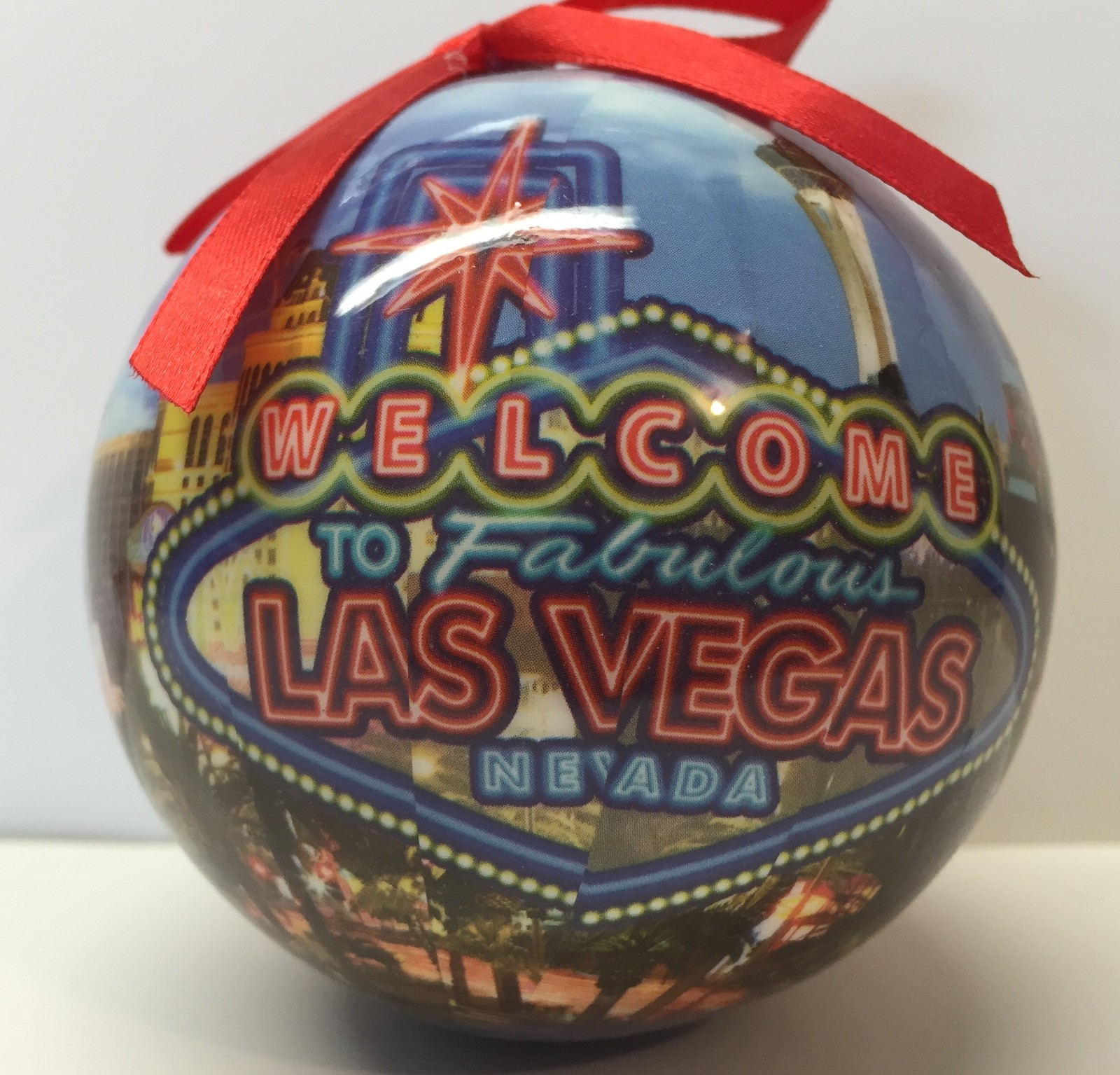 Las Vegas Sign Strip Hotels Christmas Tree Ball Ornament Holiday Neon Blue